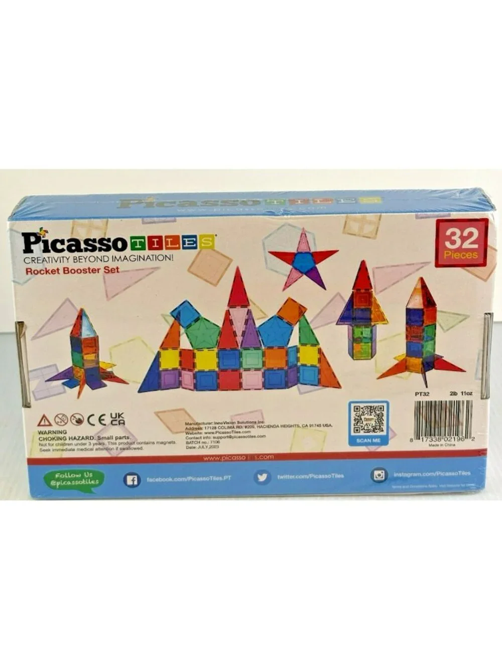 NIB Sealed PicassoTiles Rocket Booster 32pc Magnetic STEAM Building Toy Set
